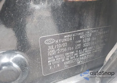 2004 Hyundai Santa Fe Gls/Lx z USA, uszkodzony, nr VIN KM8SC73E84U573562